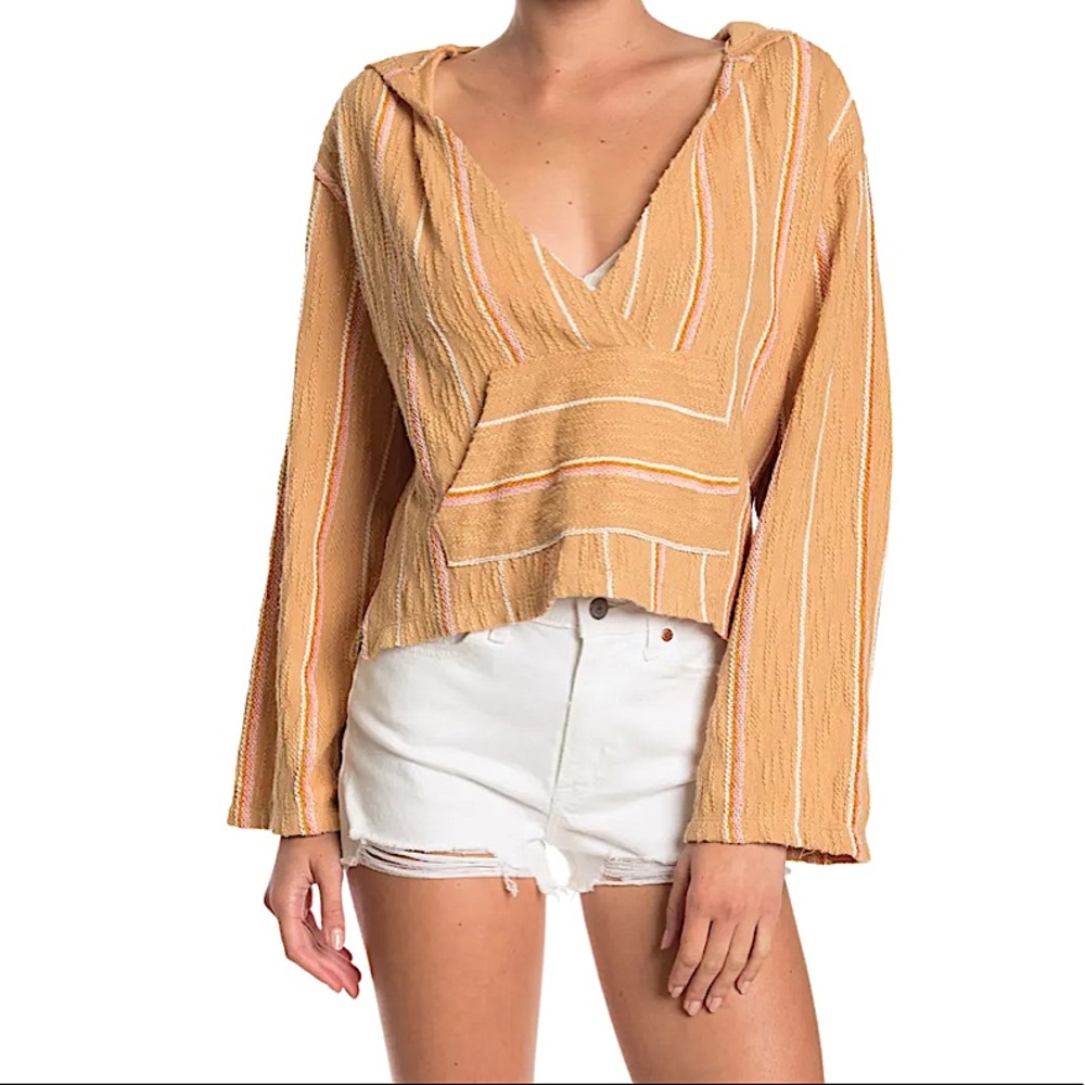 NWT - L*SPACE Paradise Striped Hooded Pullover in Sunset Stripe - Size Small